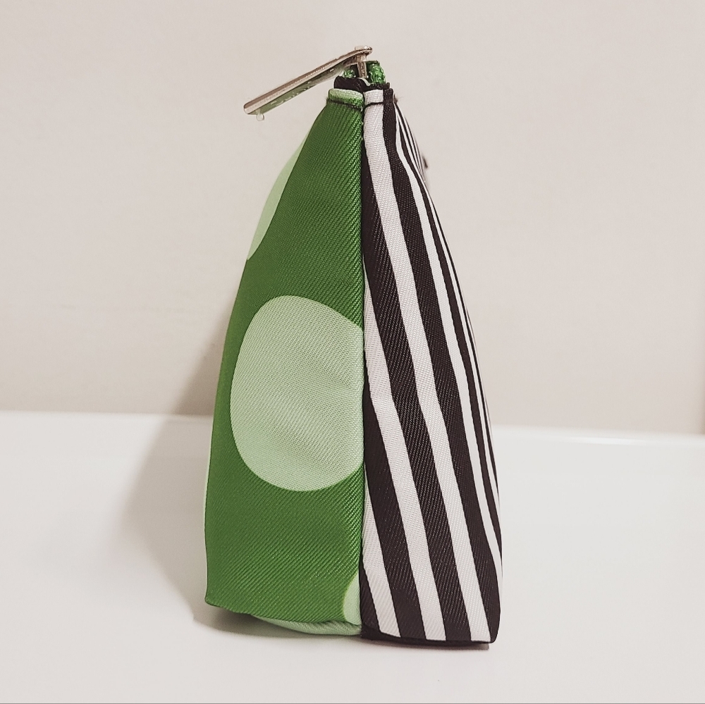 Kate Spade New York X Clinique Make-up Accessory Bag Black Stripe/Green Dot - Picture 7 of 12